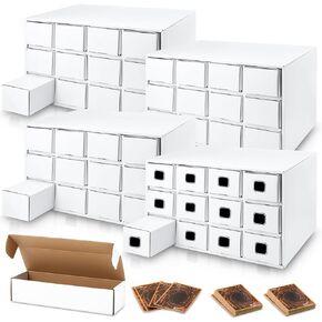 ReliThick 48 Pcs 32000+ Count Trading Card Storage Box Card House Storage Unit Corrugated Cardboard Baseball Card Sports Gaming Card Case Compatible with MTG TCG Magic Display Cases with Labels