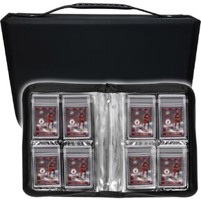 Graded Card Binder, 4 Pocket Slab Binder Holds 32 Graded Cards equipped with handle, Premium Slab Card Holder with Sleeves, Protective Zippered and Display Album for PSA, CSG, CGS, GMA & Standard Slab in Kuwait