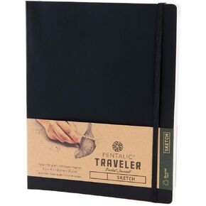 Pentalic 8" x 10" Pocket Sketchbook Traveler Journal, 160 Pages, Black
