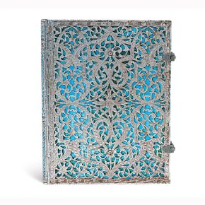 Paperblanks | Maya Blue | Silver Filigree Collection | Hardcover | Ultra | Lined | Clasp Closure | 240 Pg | 120 GSM