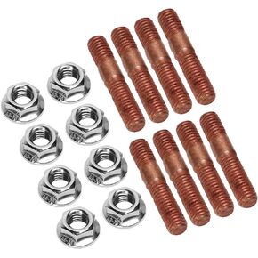 M8 1.25 Threaded Turbo Studs Kit, 8mm Metal Threaded Rod Bar Stud 8 Pcs, High Pressure Resistant, Manifold Stud Bolt Nut Hardware