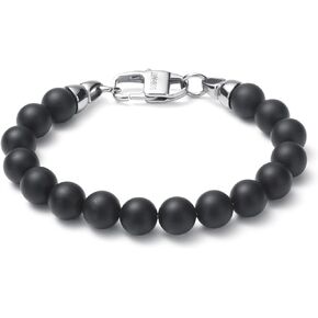 Mens Beaded Bracelets – Lava Onyx Tiger Eye Beaded Bracelets for Men – Natural Gemstone Protection Bracelet for Men 19/20/21/22/23CM