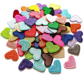 90pcs Heart Iron on Patches, Colorful Mini Heart Patches Embroidered Patch Applique Embellishments for Clothing, Jackets, Backpacks, and Decorations