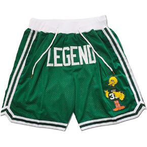 Big Bird #33 Green Retro Basketball Shorts Mesh Quick Dry Sports Basketball Short with Pockets