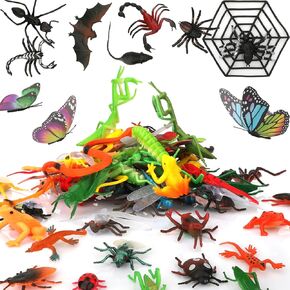 Coopay 78 Pieces Plastic Insect Assorted Fake Insect Mini Realistic Bugs Toys Includes Multicolored Lifelike Butterfly for Education, Insect Themed Party, Halloween and Birthday Gifts