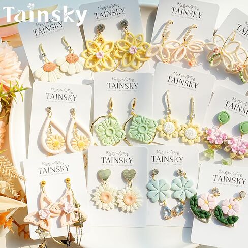 TAINSKY قواطع الطين الزهرية الربيعية، 13 شكلاً من قواطع طين البوليمر الزهرية لصنع الأقراط، قواطع طين البوليمر الزهرية، قواطع الطين الربيعية لصنع مجوهرات طين البوليمر in Kuwait