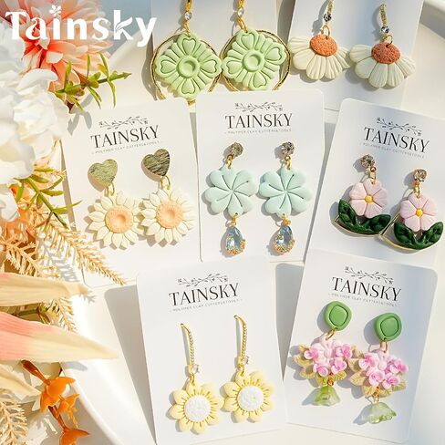 TAINSKY قواطع الطين الزهرية الربيعية، 13 شكلاً من قواطع طين البوليمر الزهرية لصنع الأقراط، قواطع طين البوليمر الزهرية، قواطع الطين الربيعية لصنع مجوهرات طين البوليمر in Kuwait