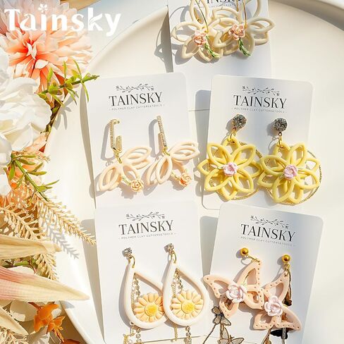 TAINSKY قواطع الطين الزهرية الربيعية، 13 شكلاً من قواطع طين البوليمر الزهرية لصنع الأقراط، قواطع طين البوليمر الزهرية، قواطع الطين الربيعية لصنع مجوهرات طين البوليمر in Kuwait