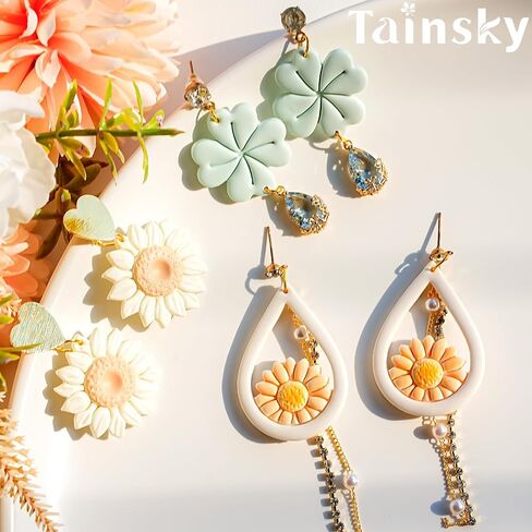 TAINSKY قواطع الطين الزهرية الربيعية، 13 شكلاً من قواطع طين البوليمر الزهرية لصنع الأقراط، قواطع طين البوليمر الزهرية، قواطع الطين الربيعية لصنع مجوهرات طين البوليمر in Kuwait