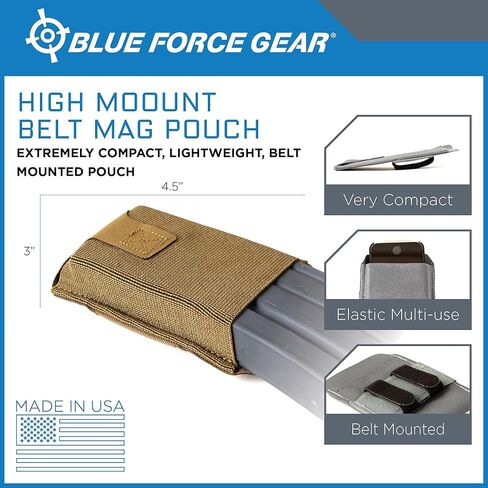 حقيبة حزام MOLLE ذات موضع عالٍ من Blue Force Gear - بني ذئب - لوحة MOLLE لحزام بعشر سرعات، خالية من العوائق، من الدرجة العسكرية 3 × 4.5 بوصة in Kuwait