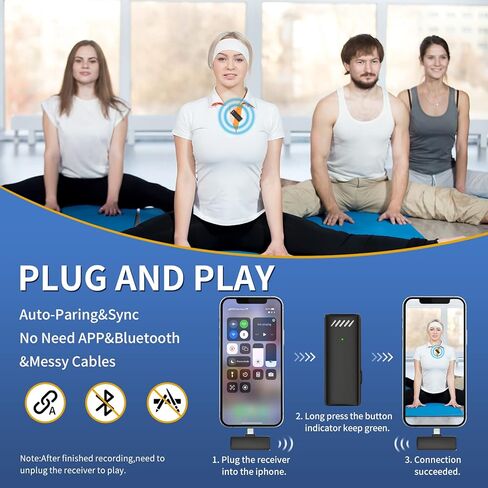 ميكروفون Lavalier لاسلكي لأجهزة iPhone iPad، ميكروفونات Lavalier مزدوجة قابلة للتوصيل مع علبة شحن مؤشر البطارية، ميكروفون iPhone لتسجيل فيديو Vlog YouTube TikTok - لا حاجة إلى تطبيق وبلوتوث in Saudi Arabia