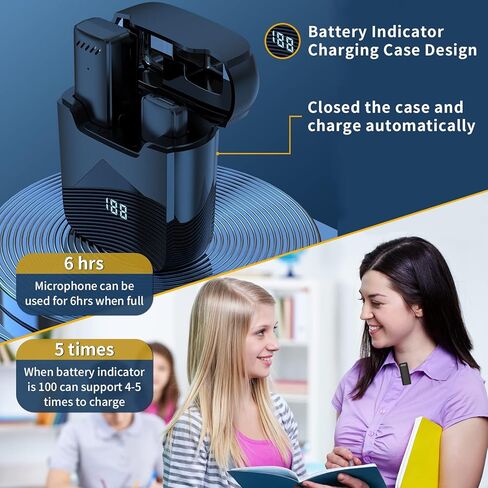 ميكروفون Lavalier لاسلكي لأجهزة iPhone iPad، ميكروفونات Lavalier مزدوجة قابلة للتوصيل مع علبة شحن مؤشر البطارية، ميكروفون iPhone لتسجيل فيديو Vlog YouTube TikTok - لا حاجة إلى تطبيق وبلوتوث in Saudi Arabia