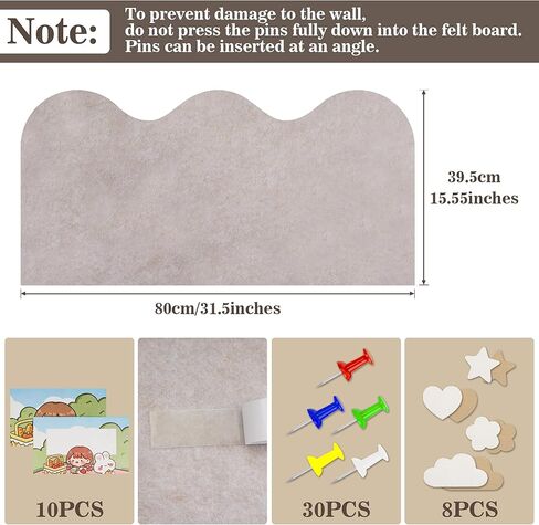 لوحة إعلانات من اللباد قابلة للطي، لوحة عرض صور تزيينية كبيرة على الحائط مع 30 دبوسًا للصق الملاحظات والصور والجداول الزمنية في المكتب والفصول الدراسية والمنزل (بيج فاتح) in Kuwait