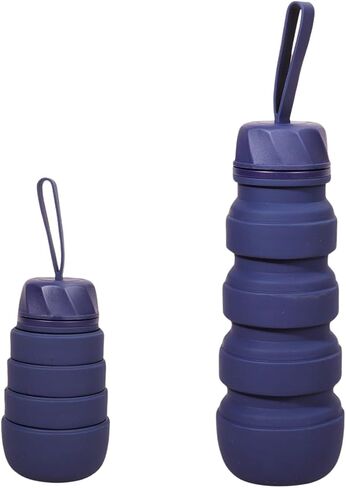 FOLDABLE SILICONE SPORTS WATER BOTTLE BPA FREE FOR WOMEN MEN 550ML CAMPING HIKING OUTDOOR SPORTS DRINKWARE/COLOR BLUE in Saudi Arabia