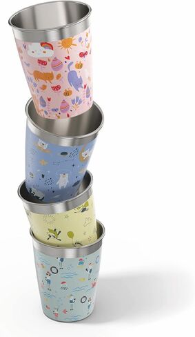 SIGG - Kids Cups Set 4pcs x 12 Oz - Stainless Steel - No Plastic - Dishwasher Safe - Swiss Design - with Lid (optional) in Saudi Arabia