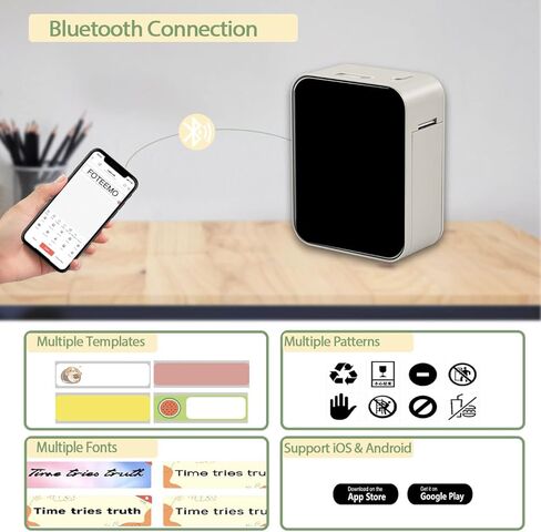 Label Maker Machine with 2 Tape, Portable Wireless Connection Mini Label Maker Bluetooth Label Printer Inkless Rechargeable Label Sticker Printer for Office Home Organization (Mint Green) in Kuwait