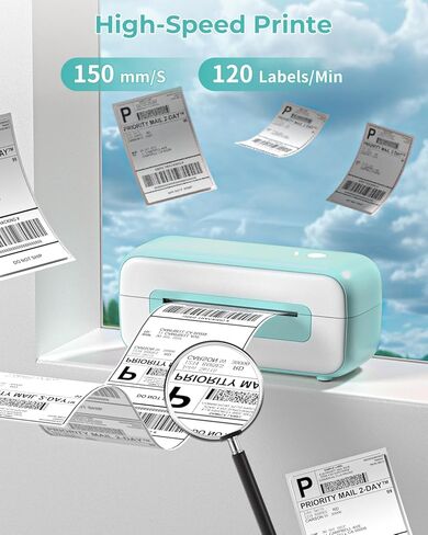 طابعة ملصقات الشحن، طابعة ملصقات حرارية 4x6، طابعة حرارية لملصقات الشحن، طابعة ملصقات USB متوافقة مع Amazon Shopify Etsy Ebay FedEx USPS UPS (أسود) in Kuwait