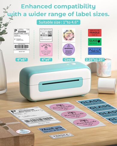 طابعة ملصقات الشحن، طابعة ملصقات حرارية 4x6، طابعة حرارية لملصقات الشحن، طابعة ملصقات USB متوافقة مع Amazon Shopify Etsy Ebay FedEx USPS UPS (أسود) in Kuwait