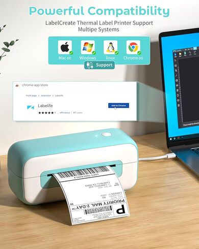 طابعة ملصقات الشحن، طابعة ملصقات حرارية 4x6، طابعة حرارية لملصقات الشحن، طابعة ملصقات USB متوافقة مع Amazon Shopify Etsy Ebay FedEx USPS UPS (أسود) in Kuwait