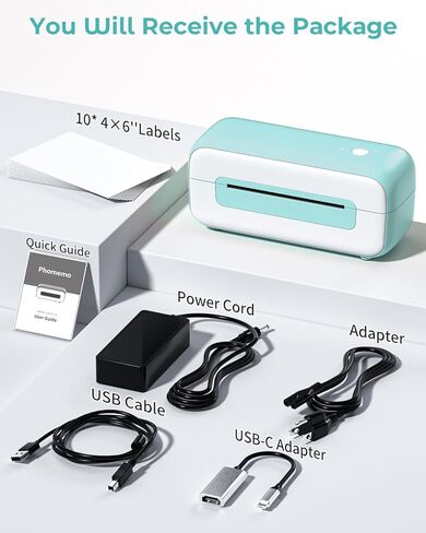 طابعة ملصقات الشحن، طابعة ملصقات حرارية 4x6، طابعة حرارية لملصقات الشحن، طابعة ملصقات USB متوافقة مع Amazon Shopify Etsy Ebay FedEx USPS UPS (أسود) in Kuwait