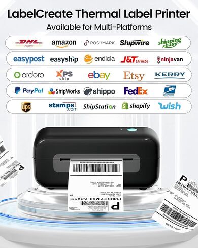 Shipping Label Printer, 4x6 Thermal Label Printer, Thermal Printer for Shipping Labels, USB Label Printer Compatible with Amazon Shopify Etsy Ebay FedEx USPS UPS (Black) in Saudi Arabia