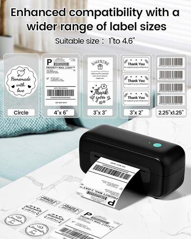Shipping Label Printer, 4x6 Thermal Label Printer, Thermal Printer for Shipping Labels, USB Label Printer Compatible with Amazon Shopify Etsy Ebay FedEx USPS UPS (Black) in Saudi Arabia
