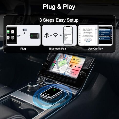 Wireless Carplay Adapter for iPhone,2024 Apple Carplay Wireless Adapter Convert Factory Wired to Wireless Plug and Play Car Play Fits Cars from 2015,Online Update in Saudi Arabia