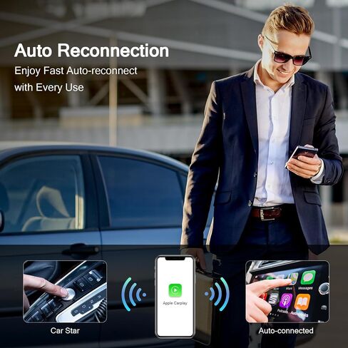 Wireless Carplay Adapter for iPhone,2024 Apple Carplay Wireless Adapter Convert Factory Wired to Wireless Plug and Play Car Play Fits Cars from 2015,Online Update in Saudi Arabia