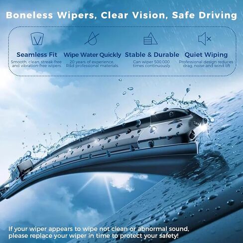 شفرات ممسحة بديلة مقاس 26 بوصة 18 بوصة لسيارة Audi A3، RS3، S3، VW Golf، Tesla Model 3، Model Y، BMW F52، شفرات مساحات الزجاج الأمامي المتينة والهادئة لجميع الفصول، علامة تبويب قرصة (مجموعة من 2) in Kuwait