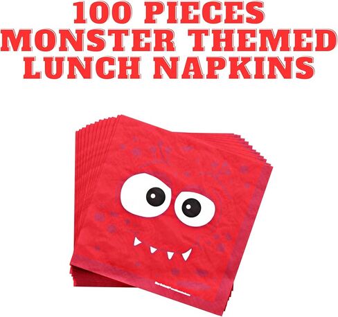 مناديل غداء بلو أوركيدز (100 قطعة) - مناديل ورقية ذات طابع وحش لحفلات أعياد الميلاد in Kuwait