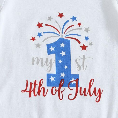 4th Of July Baby Girl Outfit Newborn Fourth Of July USA Romper+Flare Pants+Headband Memorial Day Clothes Set in Kuwait