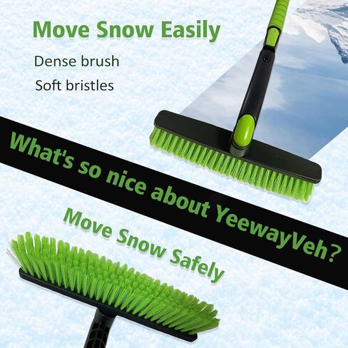 39" Snow Brush and Ice Scraper for Car Windshield, 360° Pivoting Brush Head with Comfort Foam Grip, 2 in 1 Extendable Snow Scraper and Snow Broom for Car Trucks SUV, Green in Saudi Arabia