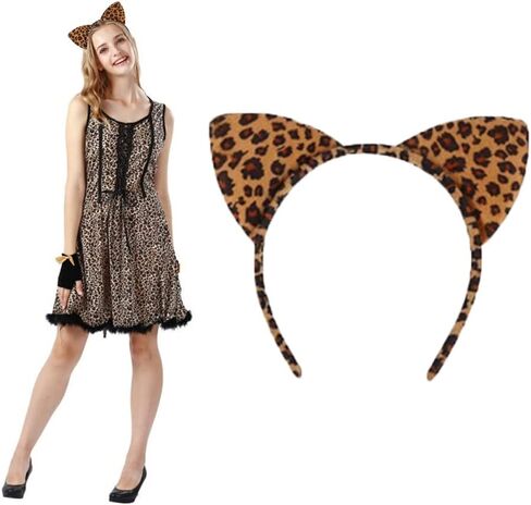 3 قطع من عصابات رأس آذان القطط من القطيفة بطبعة الفهد النمر وعصابة رأس للحفلات التنكرية تحت عنوان إكسسوارات الشعر للهالوين والارتداء اليومي والمهرجانات وأداء المسرح in Kuwait