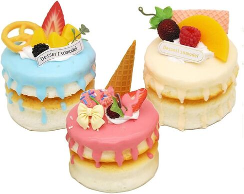 3pcs Realistic Artificial Cake Assorted Fake Cake Desserts Simulation Food Model Photography Prop for Home Kitchen Display Decoration in Kuwait