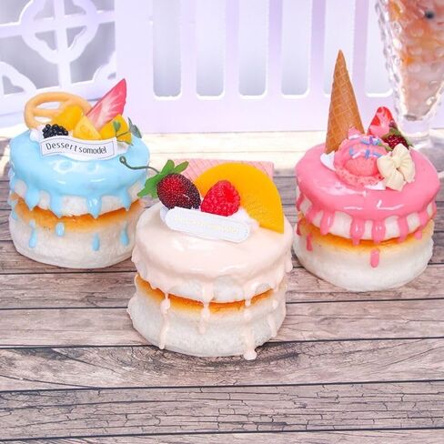 3pcs Realistic Artificial Cake Assorted Fake Cake Desserts Simulation Food Model Photography Prop for Home Kitchen Display Decoration in Kuwait