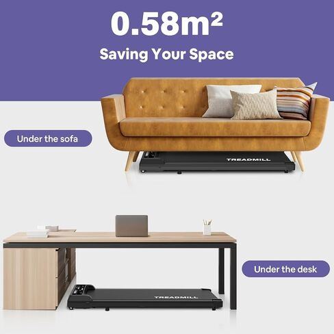 جهاز مشي تحت المكتب - وسادة مشي للمكتب المنزلي - جهاز مشي محمول 2.25 حصان - آلة الركض للمشي مع شاشة LED للتحكم عن بعد بسعة 265 رطلاً باللون الأسود in Kuwait