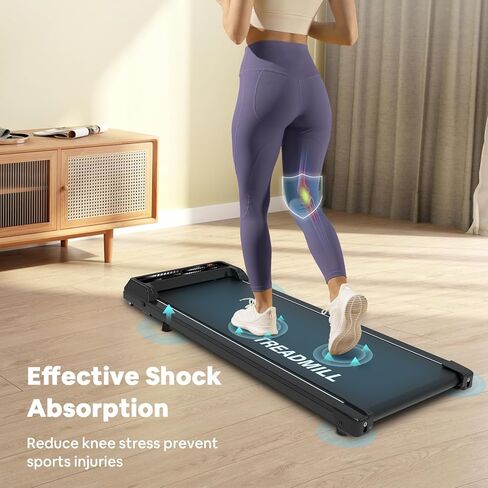 جهاز مشي تحت المكتب - وسادة مشي للمكتب المنزلي - جهاز مشي محمول 2.25 حصان - آلة الركض للمشي مع شاشة LED للتحكم عن بعد بسعة 265 رطلاً باللون الأسود in Kuwait