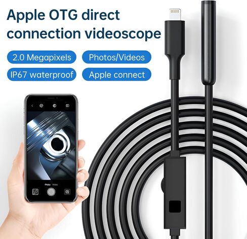 Endoscope Camera with Light iPhone, 1920P HD, 16.4ft Cable, IP67,for iPhone & Android Devices,with LED Headlamp in Saudi Arabia