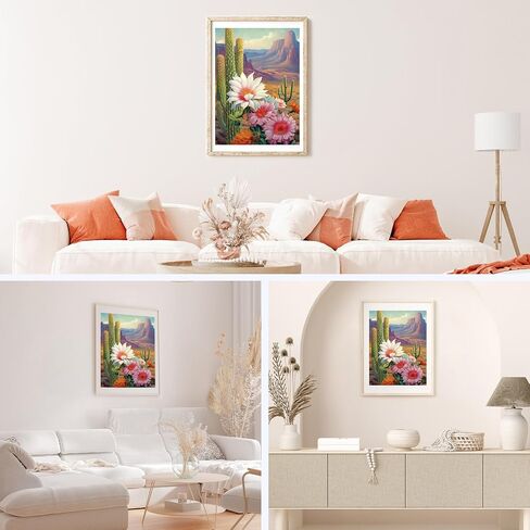 NAIMOER الصبار الماس مجموعات الفن للبالغين، DIY الحفر الكامل 5D الماس الفن الزهور الماس الفن الصحراء الماس مجموعات الطلاء للاسترخاء وديكور جدار المنزل 30x40 سم in Kuwait