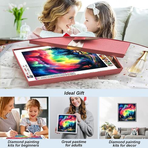 SJUTOUCI Diamond Painting Kits for Adults, Aurora Light Diamond Art Kits for Beginner 5D DIY Landscape Diamond Dots Bead Art, Full Round Drill Gem Art Craft Wall Decor Gift 12x12 inch in Saudi Arabia