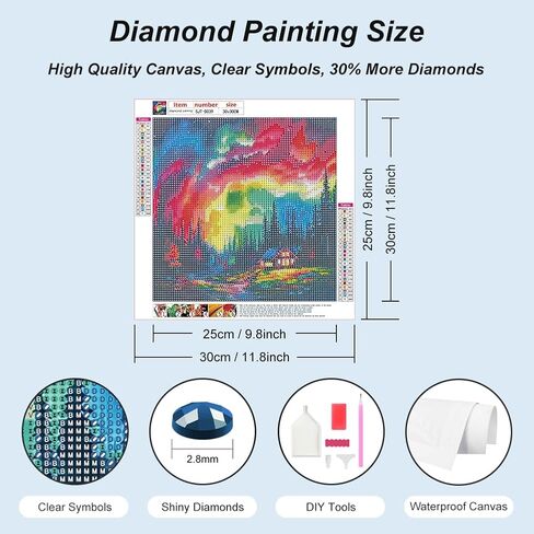 SJUTOUCI Diamond Painting Kits for Adults, Aurora Light Diamond Art Kits for Beginner 5D DIY Landscape Diamond Dots Bead Art, Full Round Drill Gem Art Craft Wall Decor Gift 12x12 inch in Saudi Arabia