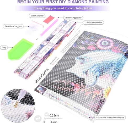 ROOHOME البومة مجردة Lndscape 5D مجموعات الطلاء الماس للبالغين - DIY الحفر الكامل الغابات المظلمة الماس مجموعات الفن لBrginner-الماس النقاط مجموعات حجر الراين الحرف الفنية فسيفساء مجموعات الطلاء لديكور المنزل in Saudi Arabia