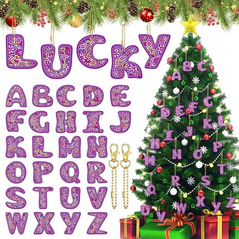 26 مجموعة A - Z 26 حرفًا من سلاسل المفاتيح الماسية 5D DIY الماس اللوحة مفتاح سلسلة الفسيفساء صنع مجموعات حسب عدد الماس الفن سلاسل المفاتيح الماس اللوحة عيد الميلاد الحلي للبالغين والأطفال in Kuwait