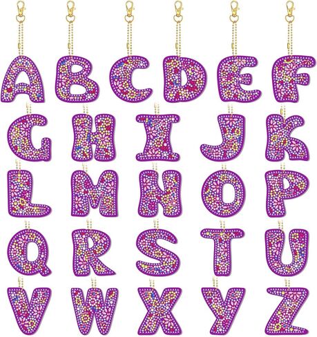 26 مجموعة A - Z 26 حرفًا من سلاسل المفاتيح الماسية 5D DIY الماس اللوحة مفتاح سلسلة الفسيفساء صنع مجموعات حسب عدد الماس الفن سلاسل المفاتيح الماس اللوحة عيد الميلاد الحلي للبالغين والأطفال in Kuwait