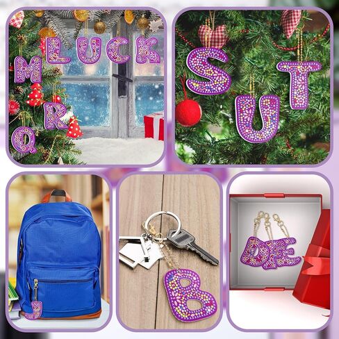 26 مجموعة A - Z 26 حرفًا من سلاسل المفاتيح الماسية 5D DIY الماس اللوحة مفتاح سلسلة الفسيفساء صنع مجموعات حسب عدد الماس الفن سلاسل المفاتيح الماس اللوحة عيد الميلاد الحلي للبالغين والأطفال in Kuwait