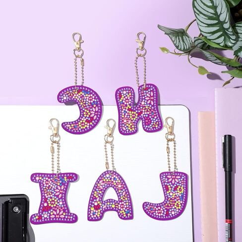 26 مجموعة A - Z 26 حرفًا من سلاسل المفاتيح الماسية 5D DIY الماس اللوحة مفتاح سلسلة الفسيفساء صنع مجموعات حسب عدد الماس الفن سلاسل المفاتيح الماس اللوحة عيد الميلاد الحلي للبالغين والأطفال in Kuwait