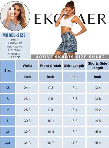 Ekouaer Golf Skirts for Women Athletic Skorts Lightweight Tennis Skirts Inner Shorts Pocket Pickleball Running Workout Sports Skorts,Red XL in Saudi Arabia