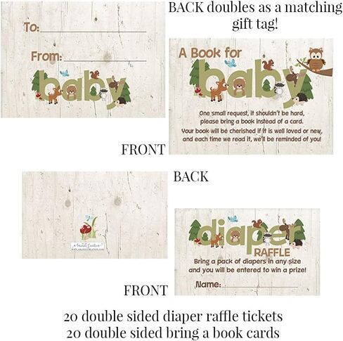 Amanda Creation Woodland Forest Animals Baby Shower Party Bundle Includes 20 each of Invitations with Envelopes + 4 Different Sizes of Decorative Stickers, Diaper Tickets & Bring a Book Cards in Saudi Arabia