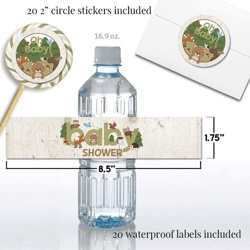 Amanda Creation Woodland Forest Animals Baby Shower Party Bundle Includes 20 each of Invitations with Envelopes + 4 Different Sizes of Decorative Stickers, Diaper Tickets & Bring a Book Cards in Saudi Arabia
