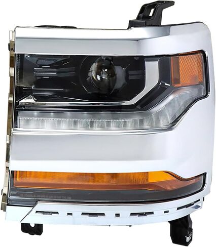 مجموعة المصابيح الأمامية Labwork، بديل متوافق لـ 2016-2019 Chevy Silverado 1500 [HID/Xenon Model] مصباح أمامي لجهاز العرض DRL لغطاء الكروم من جانب الركاب in Kuwait